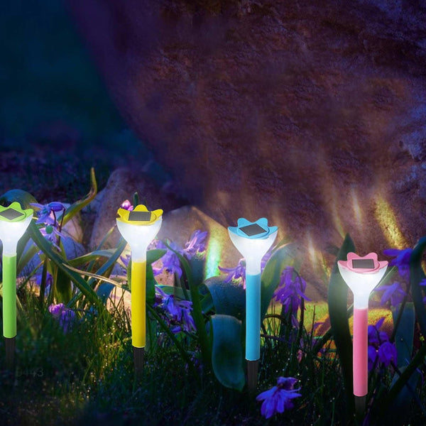 9138 Street Light Solar Flowers Lights Road Light Flower Landscape Light Decorative Yard Lights Solar Lights Garden Stake Flower Lights Solar Landscape Light in Outdoor Spotlight (2 Pc )