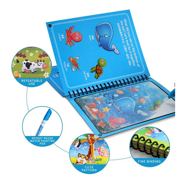 8091 Magic Water Quick Dry Book Water Coloring Book Doodle with Magic Pen Painting Board DeoDap