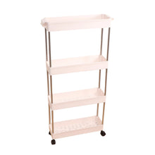 2156 Plastic 4 layer folding trolly Storage Organizer for Kitchen Storage Rack Shelf Trolley Rack with Caster Wheels (4 LAYER) DeoDap