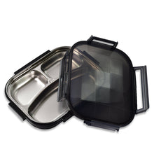 2976 Black Transparent Lunch Box for Kids and adults, Stainless Steel Lunch Box with 3 Compartments. DeoDap