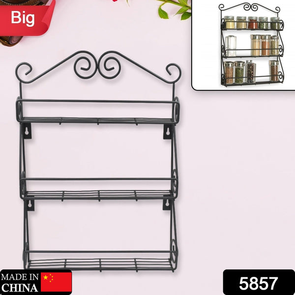 5857 Big Wall Mounted Iron Wall Shelf with 3 Storage Racks for Kitchen, Pantry, Cabinet, Counter top or Free Standing, Rack Holder for Kitchen