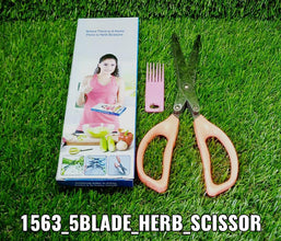 1563 Multifunction Vegetable Stainless Steel Herbs Scissor with 5 Blades DeoDap