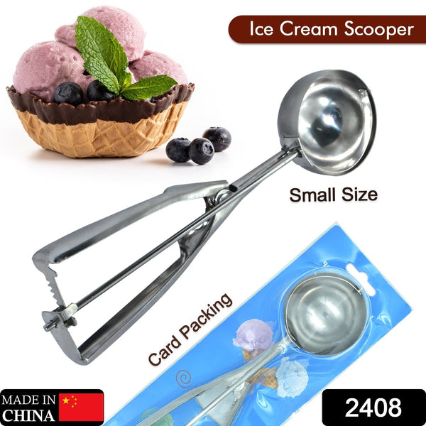 2408 Ice Cream Serving Scoop | Stainless Steel Premium Quality Ice Cream Serving Spoon Scooper with Trigger Release ( Small )